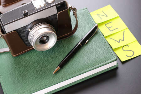 Instruments employee news agency the mid-twentieth century, retro camera and typewriterの写真素材