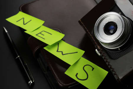 Instruments employee news agency the mid-twentieth century, retro camera and typewriterの写真素材