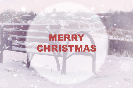 winter landscape snow-covered road and trees in the park outsideの写真素材