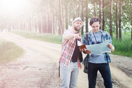 Portrait of a white student to rest while traveling on vacationの写真素材