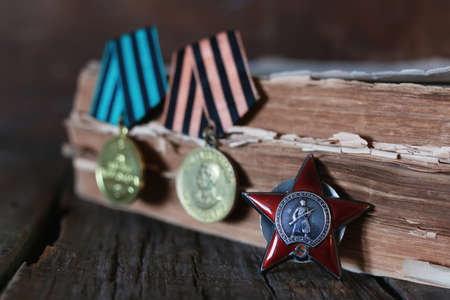 old military awards to participants of military operations during the Second World Warの写真素材