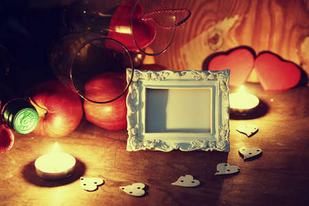 decoration with a symbol of warmth and love of a small paper heartの写真素材