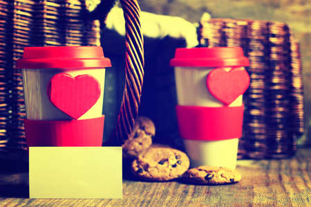 decoration with a symbol of warmth and love of a small paper heartの写真素材
