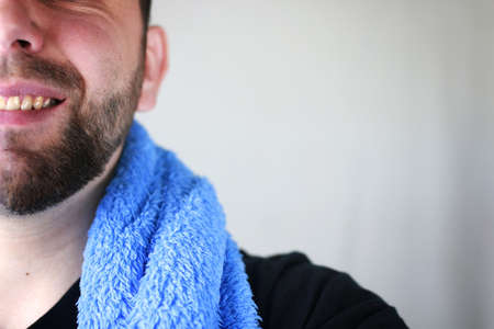 portrait of a man with a beard who needs a shave and a trim beardの写真素材