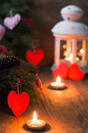 decoration with a symbol of warmth and love of a small paper heartの写真素材