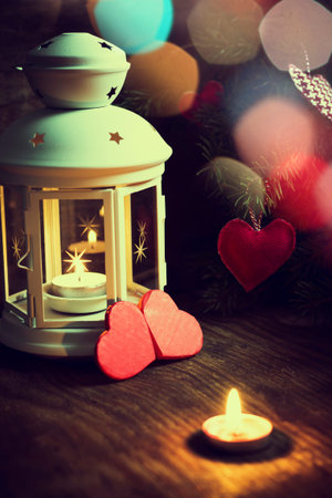 decoration with a symbol of warmth and love of a small paper heartの写真素材