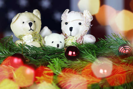 Multicolored Christmas ornaments made by dressing the Christmas tree for the new yearの写真素材