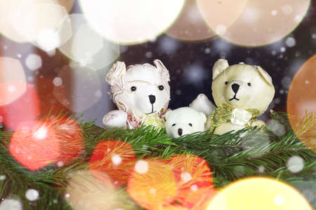 Multicolored Christmas ornaments made by dressing the Christmas tree for the new yearの写真素材