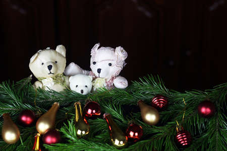 Multicolored Christmas ornaments made by dressing the Christmas tree for the new yearの写真素材