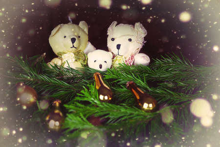 Multicolored Christmas ornaments made by dressing the Christmas tree for the new yearの写真素材