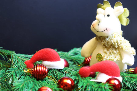 Multicolored Christmas ornaments made by dressing the Christmas tree for the new yearの写真素材