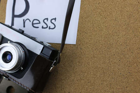 Instruments employee news agency the mid-twentieth century, retro camera and typewriterの写真素材