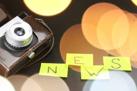 Instruments employee news agency the mid-twentieth century, retro camera and typewriterの写真素材