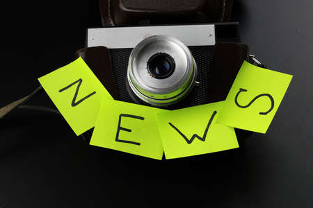Instruments employee news agency the mid-twentieth century, retro camera and typewriterの写真素材
