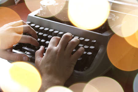 Instruments employee news agency the mid-twentieth century, retro camera and typewriterの写真素材