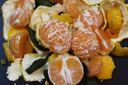 juicy mandarin citrus symbol of the new year coming holidaysの写真素材
