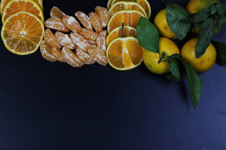 juicy mandarin citrus symbol of the new year coming holidaysの写真素材