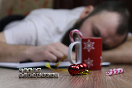 Christmas bustle letter writing with regards to all the family and friendsの写真素材