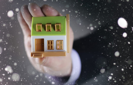 a small one-story layout of decent homes in the hands of sales managerの写真素材