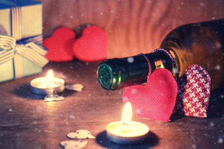 decoration with a symbol of warmth and love of a small paper heartの写真素材