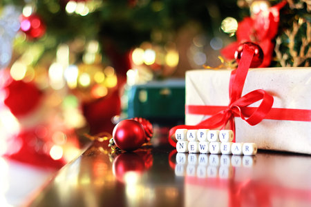 Multicolored Christmas ornaments made by dressing the Christmas tree for the new year