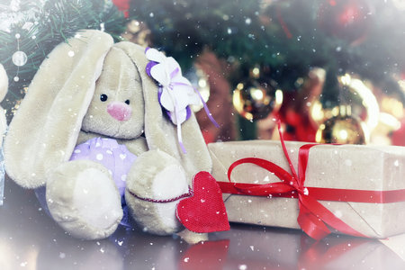 Multicolored Christmas ornaments made by dressing the Christmas tree for the new yearの写真素材