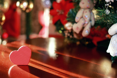 Multicolored Christmas ornaments made by dressing the Christmas tree for the new year