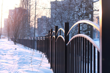 urban landscape on a sunny winter day, walkways and streetsの写真素材