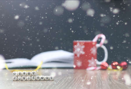 Christmas bustle letter writing with regards to all the family and friendsの写真素材