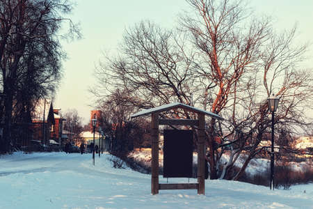 urban landscape on a sunny winter day, walkways and streetsの写真素材