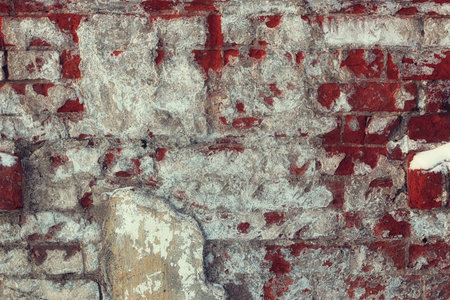 shabby brick wall streetの写真素材