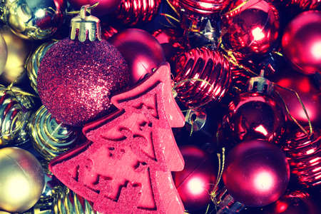 christmas color ball in a boxの写真素材