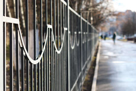 Street wrought fenceの写真素材