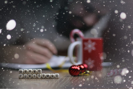 christmas letter man smileの写真素材