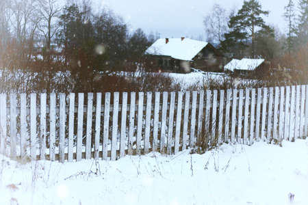 house in country rural in Winterの写真素材