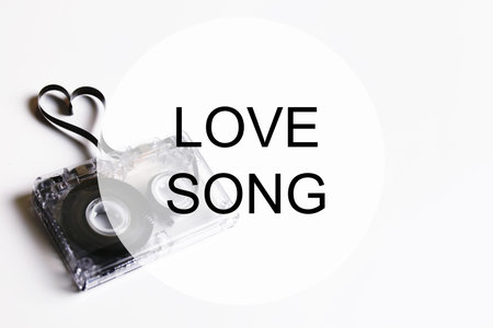 love song background om audio cassette tape shape heartの写真素材