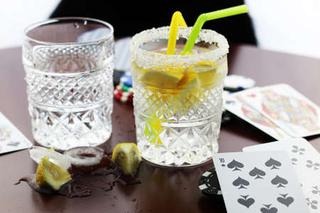 glass ice pokerの写真素材