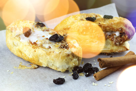 Puff pastry cinnamon raisinの写真素材