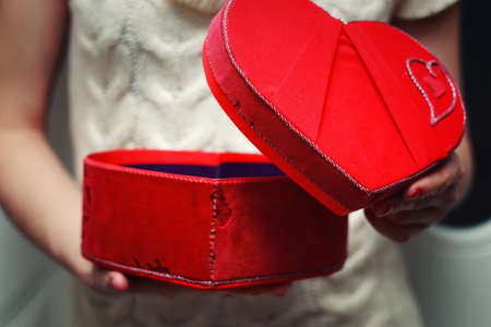 heart hand valentine gift boxの写真素材