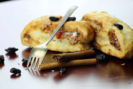Puff pastry cinnamon raisinの写真素材