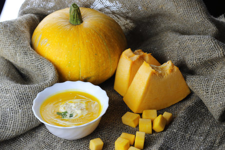Pumpkin soup cookingの写真素材