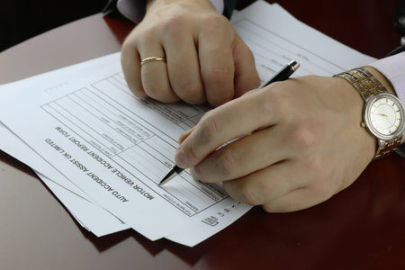 hand signature form car accident