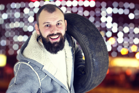 auto repair tire for the rubber wheels corporate wheel seriesの写真素材