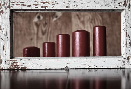 old military decorations since World War II on a wooden tableの写真素材