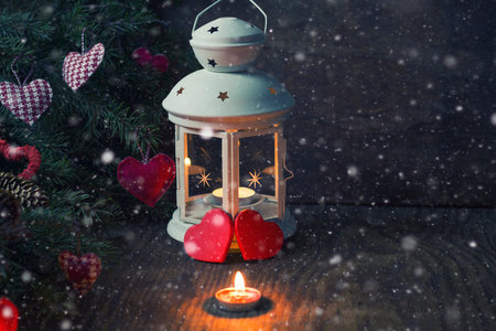 decoration with a symbol of warmth and love of a small paper heartの写真素材