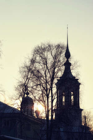 urban landscape on a sunny winter day, walkways and streetsの写真素材