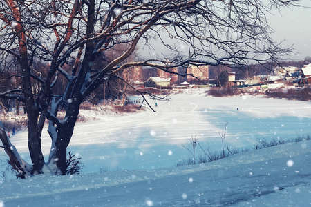 urban landscape on a sunny winter day, walkways and streetsの写真素材