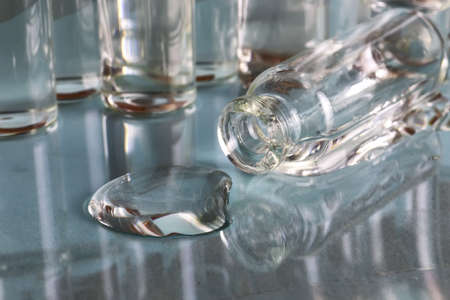 transparent vials of medicineの写真素材