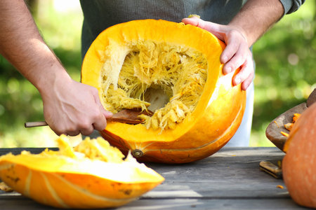 preparation of various decorations and attributes for the celebration of the international holiday of Halloweenの写真素材