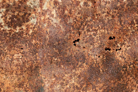 brown texture of rusty metal with holes and scuffed from time to time